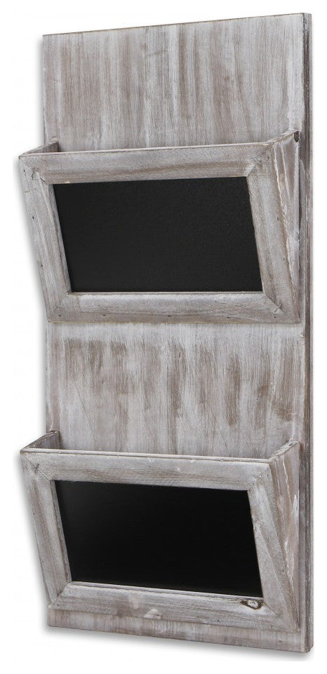 Modern Rustic Whitewash Chalkboard Wall Storage