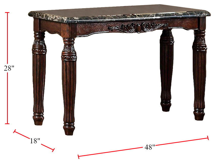 Faux Marble Sofa Table, Espresso and Black