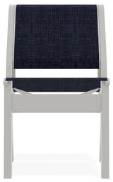 Leeward Sling Stackable Outdoor Dining Chair, Moments Navy/Snow