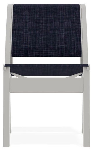 Leeward Sling Stackable Outdoor Dining Chair, Moments Navy/Snow