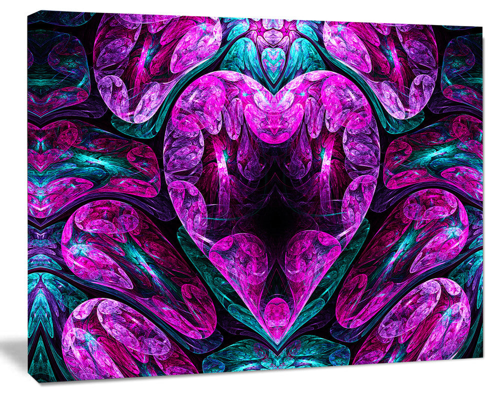 Purple Cold Mystical Heart, Large Floral Canvas Art Print, 60x40