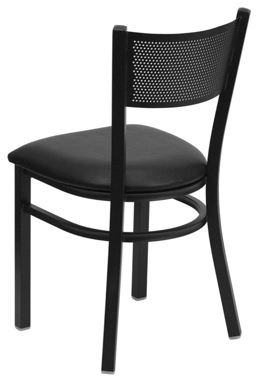 Dyersburg Metal Chair Black Grid Back, Black Vinyl Seat