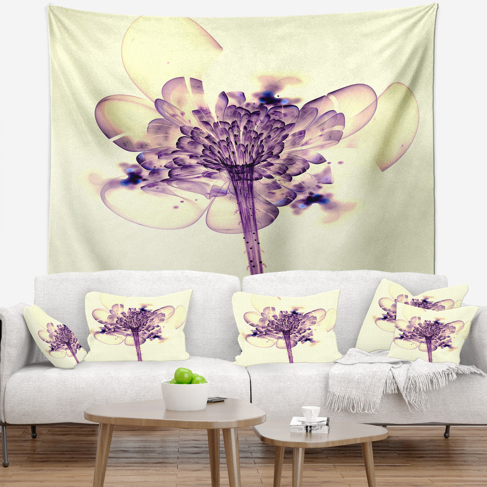 Fractal Flower Light Pink Floral Wall Tapestry, 39"x32"