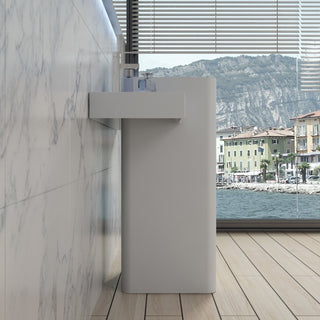 ADM Rectangular Freestanding Pedestal Sink, White, 40", Matte White