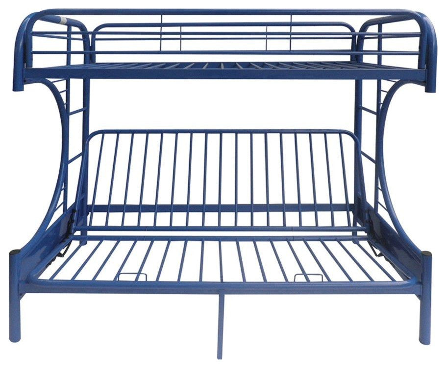 78"x41"x65" Twin Over Full Navy Metal Tube Futon Bunk Bed