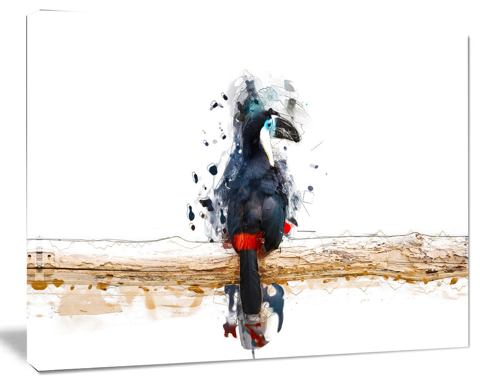 Toucan on the Branch, Animal Canvas Wall Art, 20"x12"
