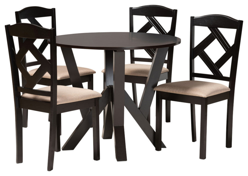 Elissa Modern 5-Piece Dining Set, Sand