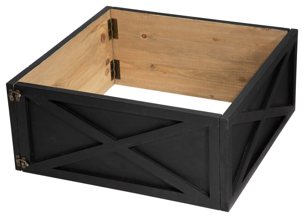 Washed Wooden Tree Collar, Black, 26"lx26"w