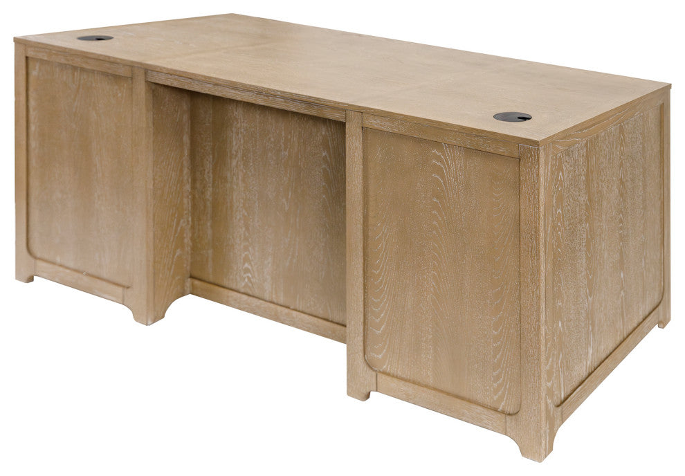 Modern Wood Double Pedestal Executive Desk, Light Brown