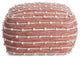 Surin 22" x 22" x 16" Red and Ivory Pouf