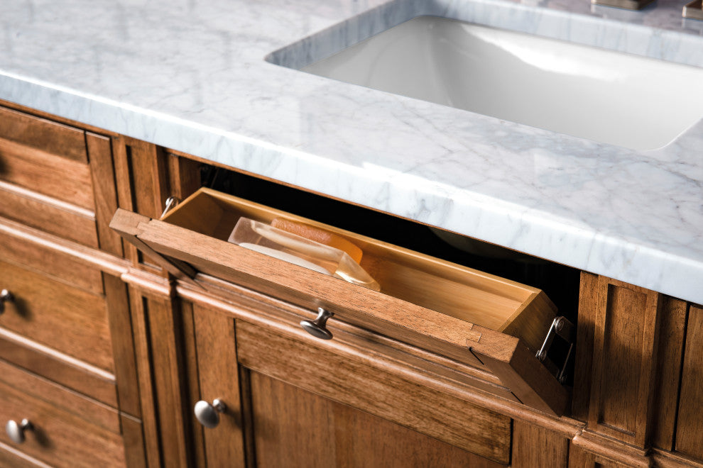 Brittany 60" Saddle Brown Single Vanity w/ 3 CM Arctic Fall Solid Surface Top