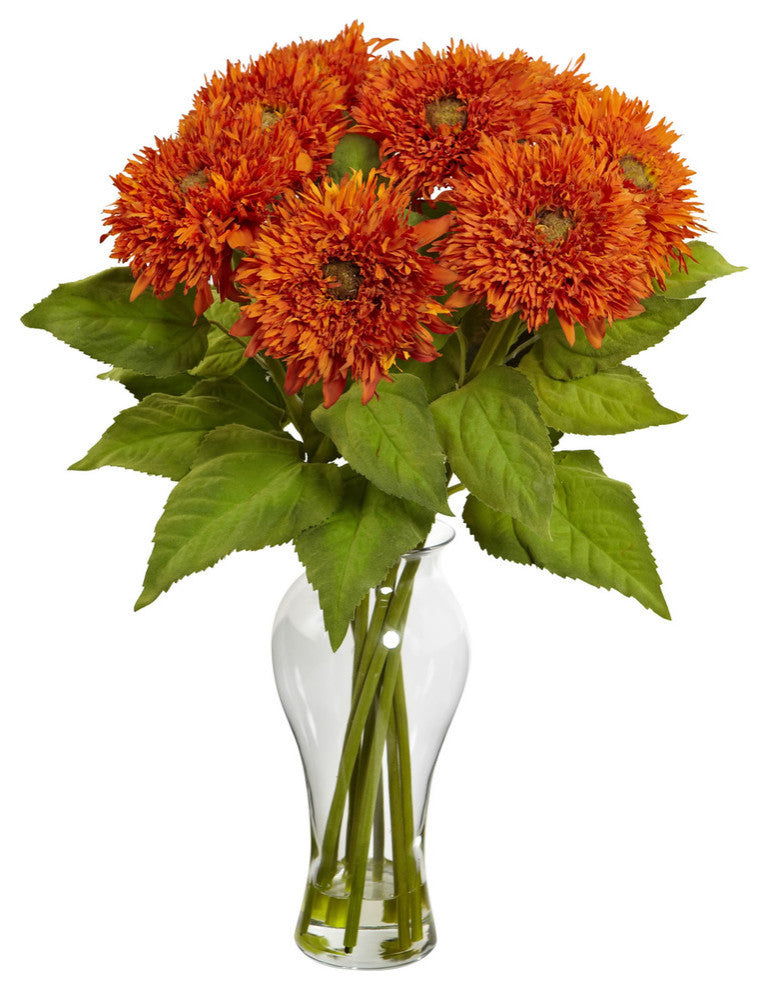 Sunflower Arrangement With Vase, Orange