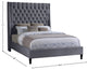 Fritz Velvet Upholstered Bed, Gray, Queen