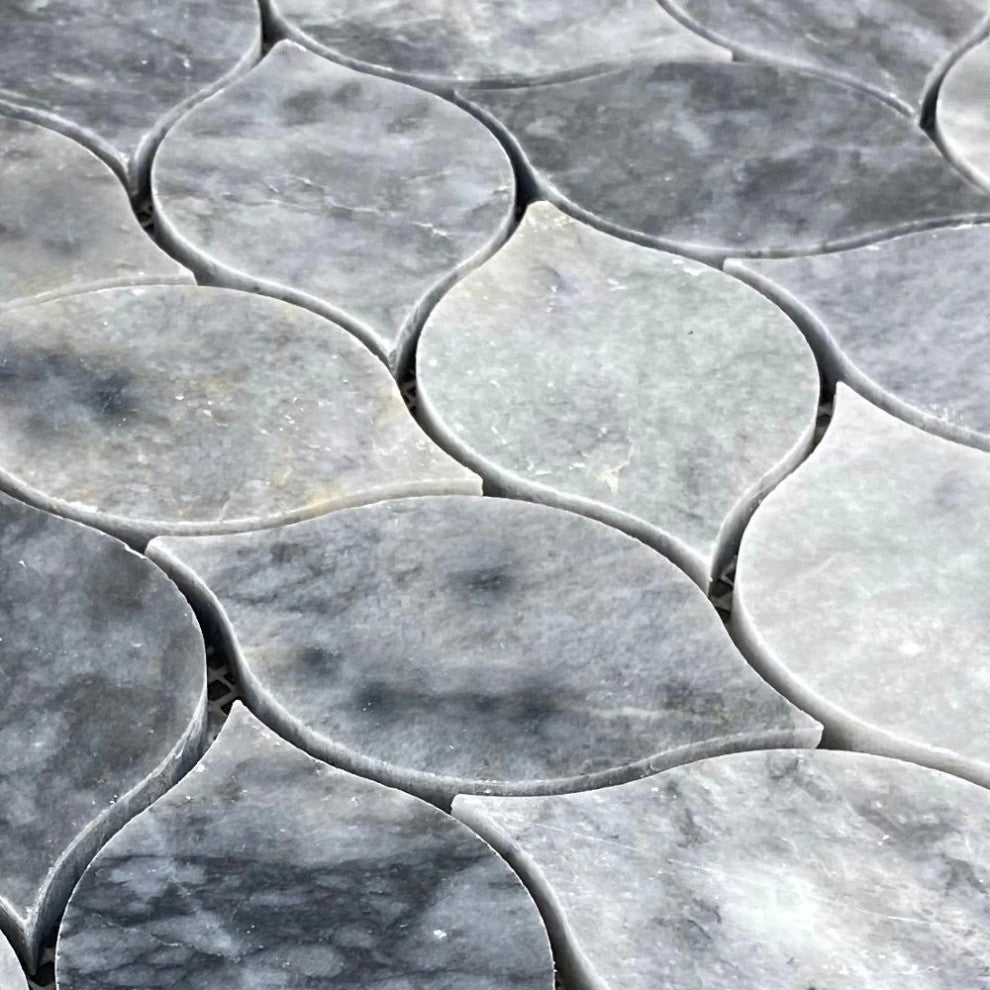 Luna Sky Marble Leaf on 12"x12" Mesh Mosaic Tile (10 sqft per box)