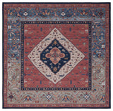 Safavieh Tucson TSN153 Rug Machine-Washable, Rust/Blue, 8' Square