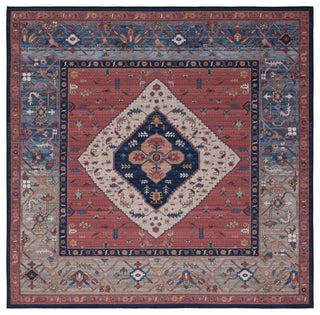 Safavieh Tucson TSN153 Rug Machine-Washable, Rust/Blue, 8' Square