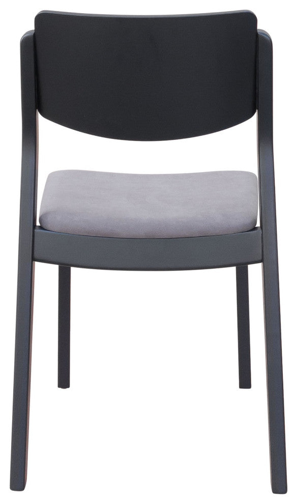Dining Chair, Set of 2, Fabric, Wood, Gray, Black, Bar Kitchen Cafe Bistro