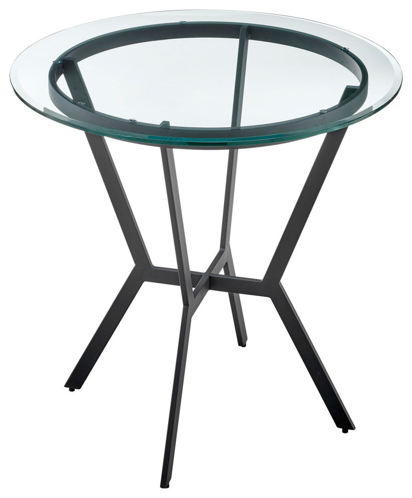 3-Piece Counter Height Dining Set In Black Metal and Gray Faux Leather