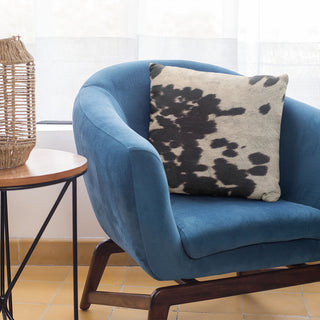 Plutus Black Cowhide Animal Luxury Throw Pillow, 20"x20"