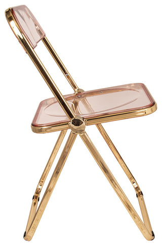 Lawrence Acrylic Folding Chair With Gold Frame, Rose Pink