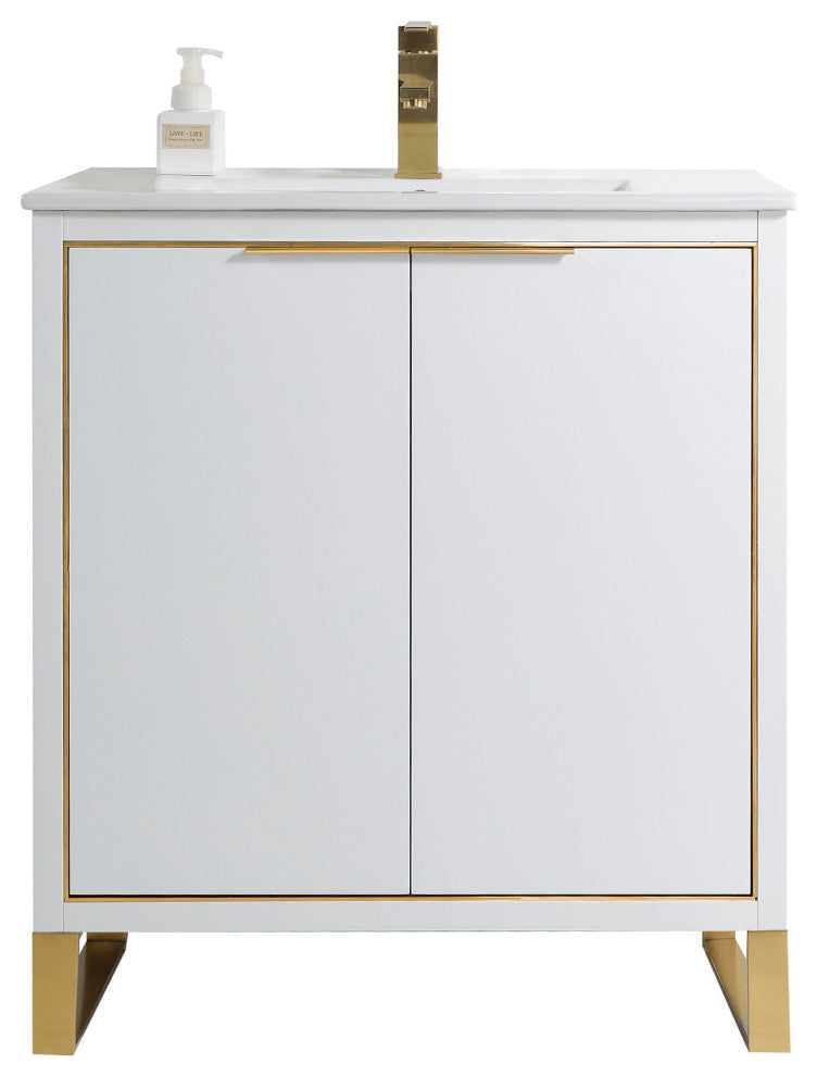 Fine Fixtures Opulence Collection Bathroom Vanity with White Ceramic Sink