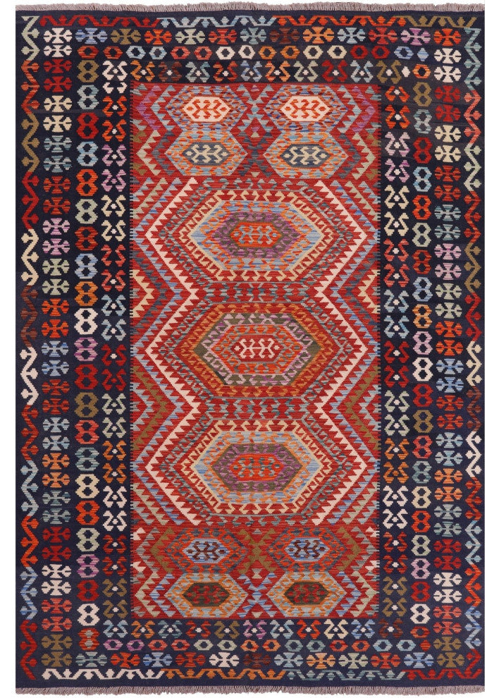 Kilim Flat Weave Reversible Wool On Wool Rug 6' 9 X 9' 9" Q9464