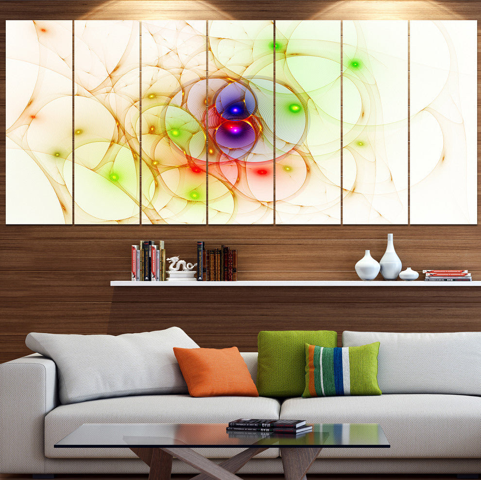 Spherical Colorful Fractal Design, Abstract Wall Art Canvas, 83"x32", 7 Panels