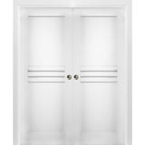 Sliding Interior Double Pocket Doors 72x80 in | Mela 7444 White Silk