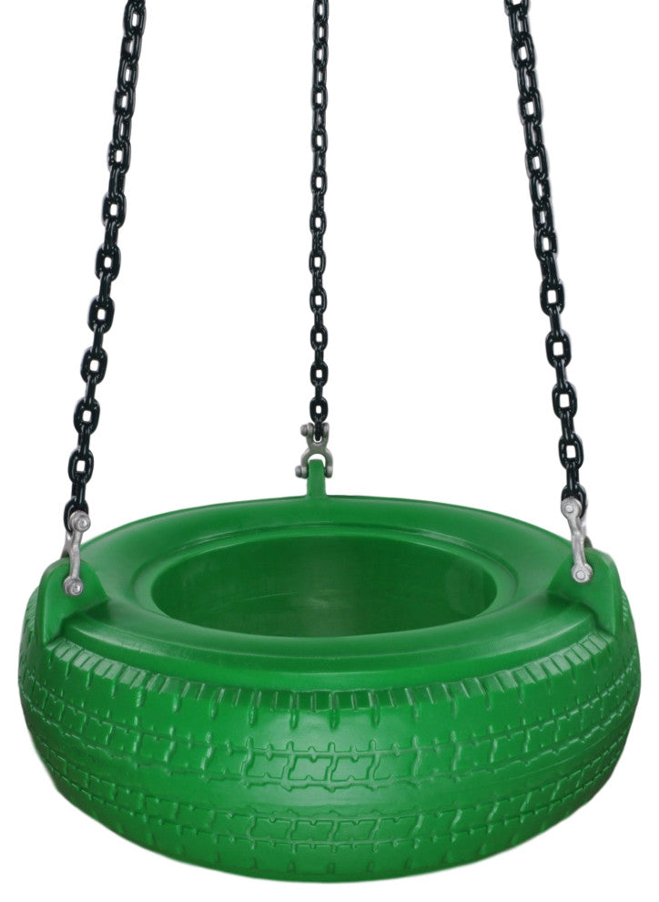 Plastic Tire Swing With Coated Chain, Green