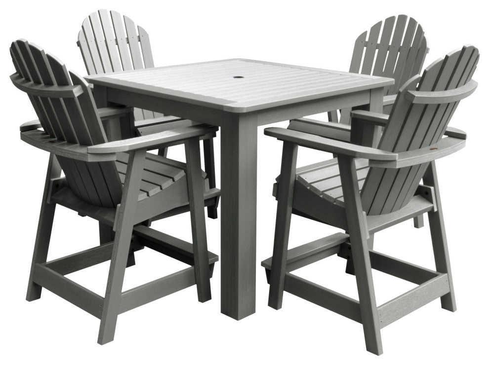 Muskoka 5-Piece Square Counter Bistro Dining Set, Weathered Acorn, Coastal Teak
