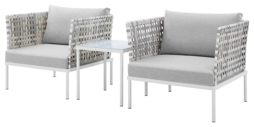 Lounge Chair Table Set, Sunbrella, Aluminum, Metal, Gray, Modern, Outdoor