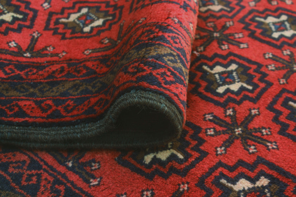Vintage Distressed Hadier Red/Navy Rug, 3'6x6'0