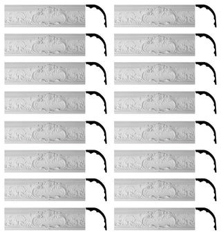 Cornice White Urethane Sidartha Ornate Design 16 Pieces Totaling 1250" Length