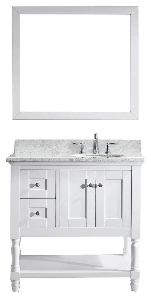 Julianna 36" Single Bathroom Vanity, White, Round Sink, No Faucet
