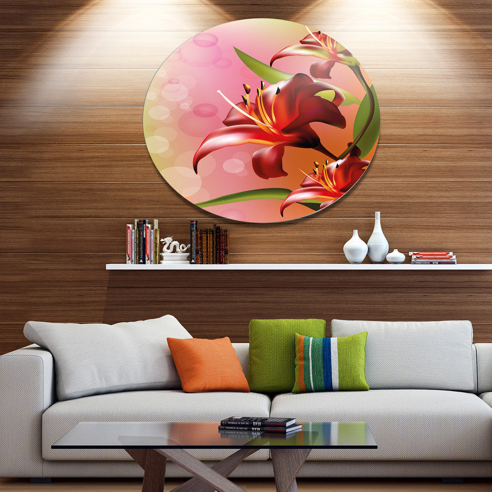 Beautiful Vector Flower On Pink, Flowers Round Wall Art, 36"