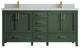 Malibu 72 Double Sink Bath Vanity in Lafayette Green 2" Carrara Quartz