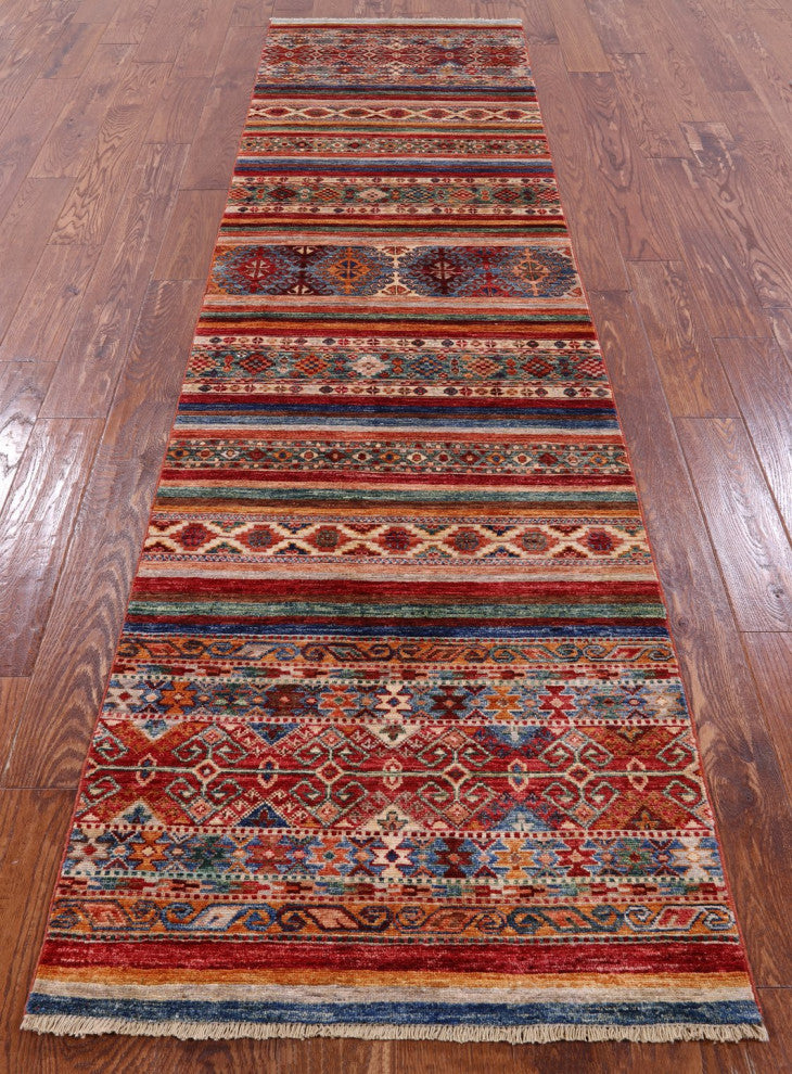 Khorjin Super Kazak Handmade Runner Rug 2' 7" X 9' 10" Q7486