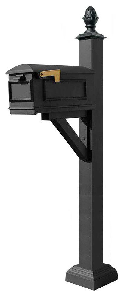 Westhaven System With Lewiston Mailbox, Square Collar, Pineapple Finial, Black