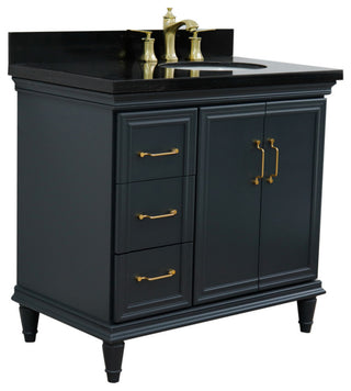 37" Single Vanity, Dark Gray Finish With Black Galaxy