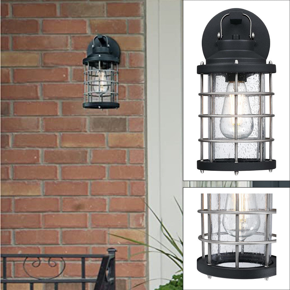 1 light black exterior light fixtures Glass wall lights with remote