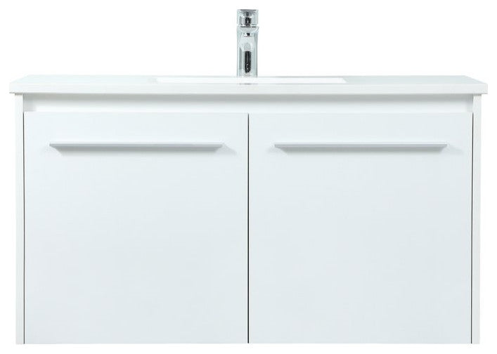 Phoebe Single Bathroom Vanity, White, 36", Without Backsplash