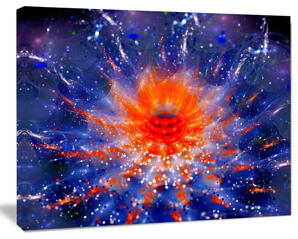Colorful Glowing Flower in Space, Flower Artwork on Canvas, 20"x12"