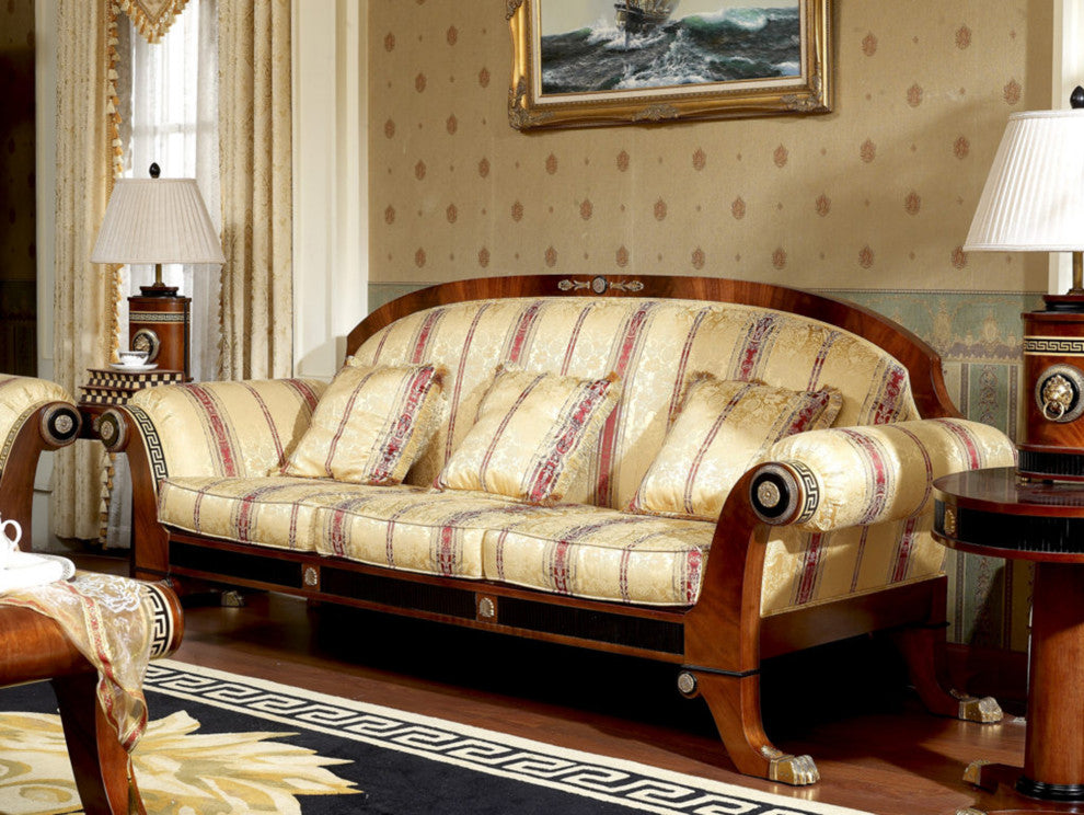Infinity 5-Piece Walnut Living Room Set with Beige Upholstery