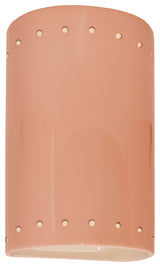 Ambiance ADA Small Cylinder Perfs Outdoor Wall Sconce, Closed, Gloss Blush, LED