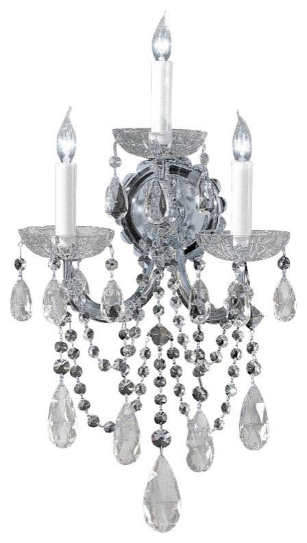 Crystorama 4423-CH-CL-MWP, 3-Light Wall Mount, Polished Chrome