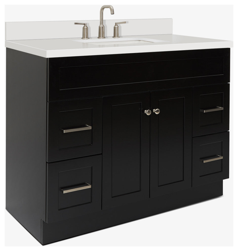 Ariel Hamlet 43" Rectangle Sink Bath Vanity, 1.5" White Quartz