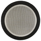 Dania Transitional Solid Border Black/Cream Round Indoor/Outdoor Area Rug, 5'