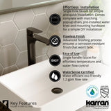 Karran KBF422 1-Hole 1-Handle Vessel Faucet With Pop-up Drain, Matte Black