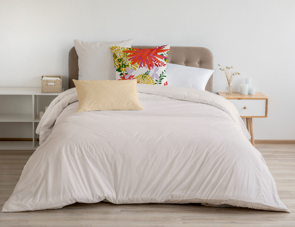 Jumble Floral Decorative Throw Pillow, Surf Board Orange, 18"x18"