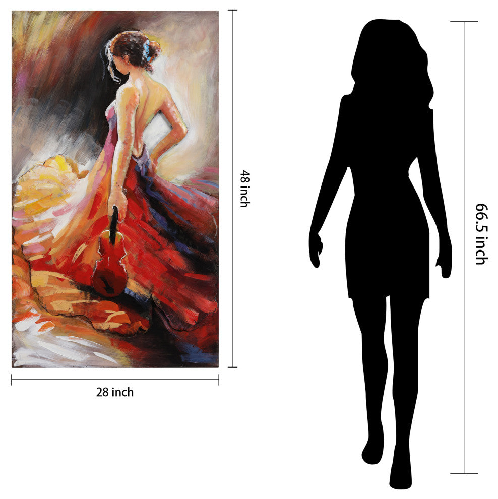 "Flamenco" Beautiful Woman Mixed Media Iron Hand Painted Dimensional Wall Art